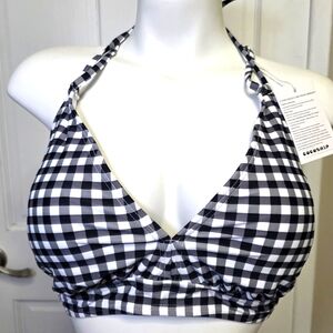 Cocoship Gingham Adjustable Halter Bikini Top- Size 12  NWT